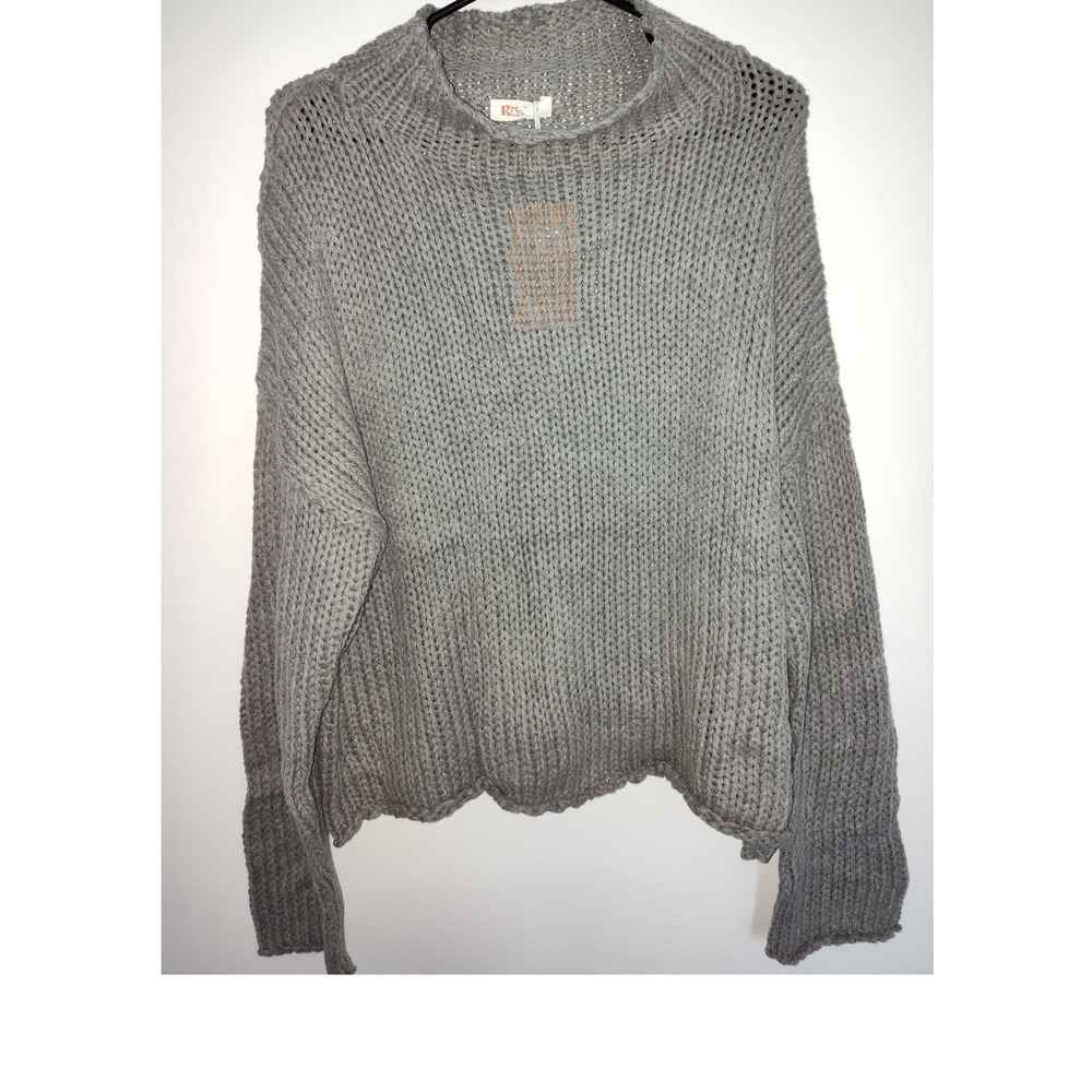 ReachMe Women Gray Chunky Knit Mock Neck Oversized Sweater‎ XL NWT